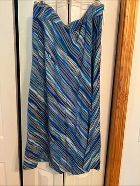 new directions Blue Multi-Stripe Maxi Skirt